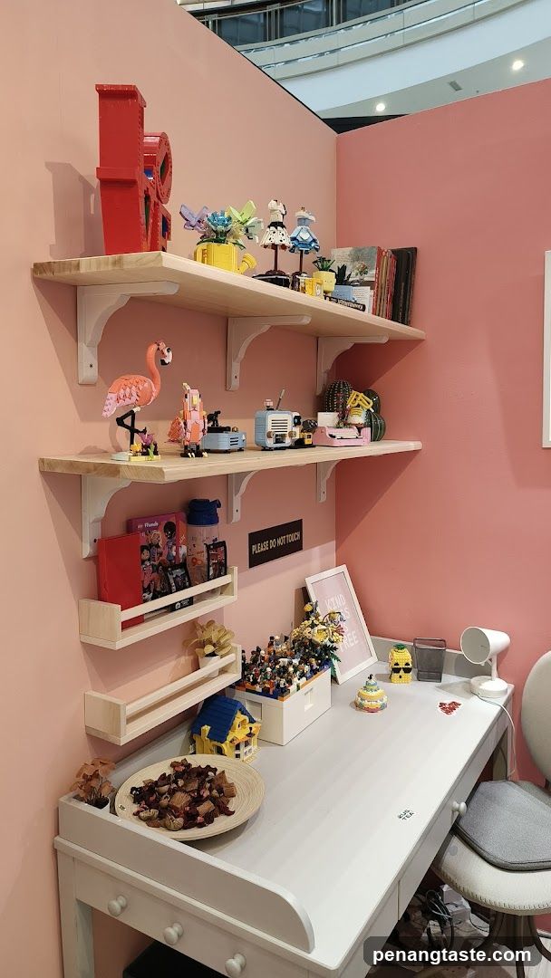 Pink Room with Shelves and Desk