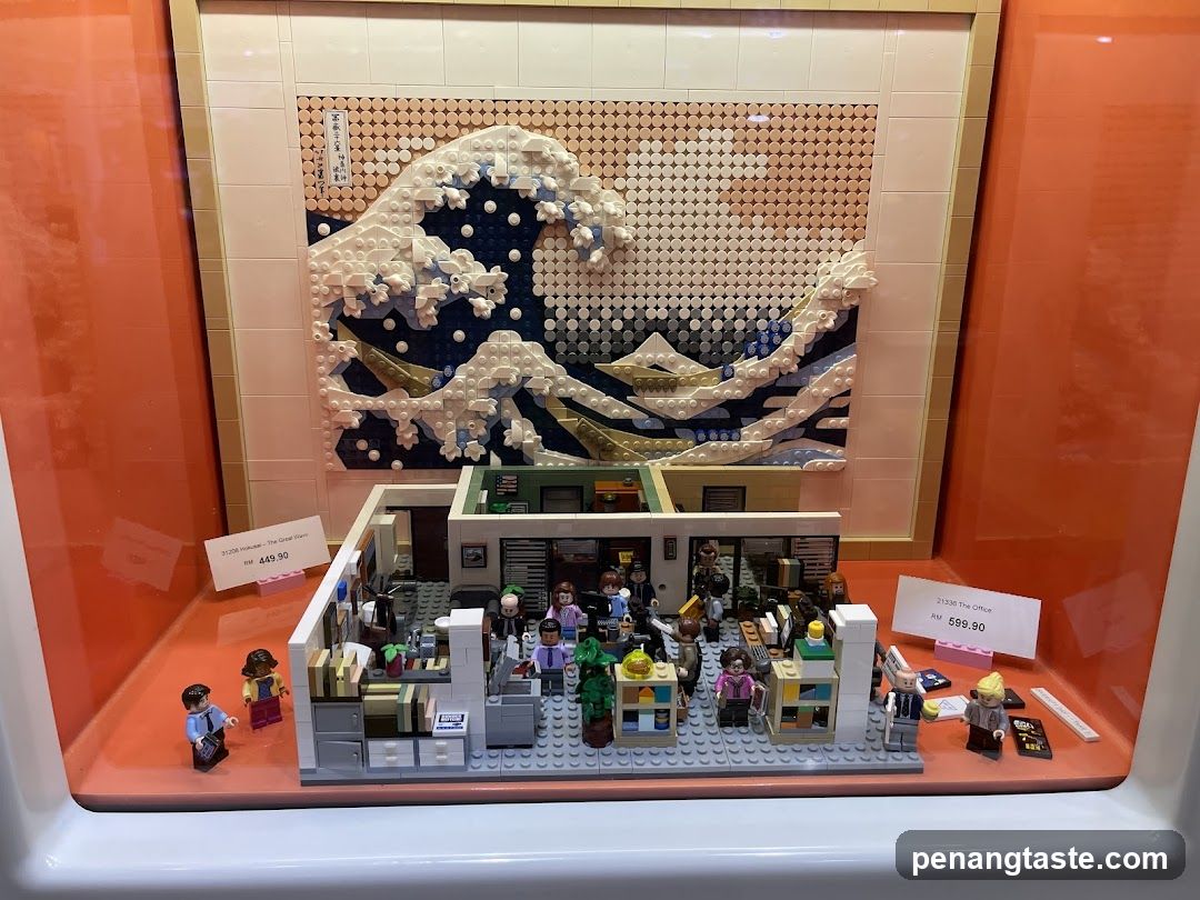 LEGO Office Scene with Wave Background