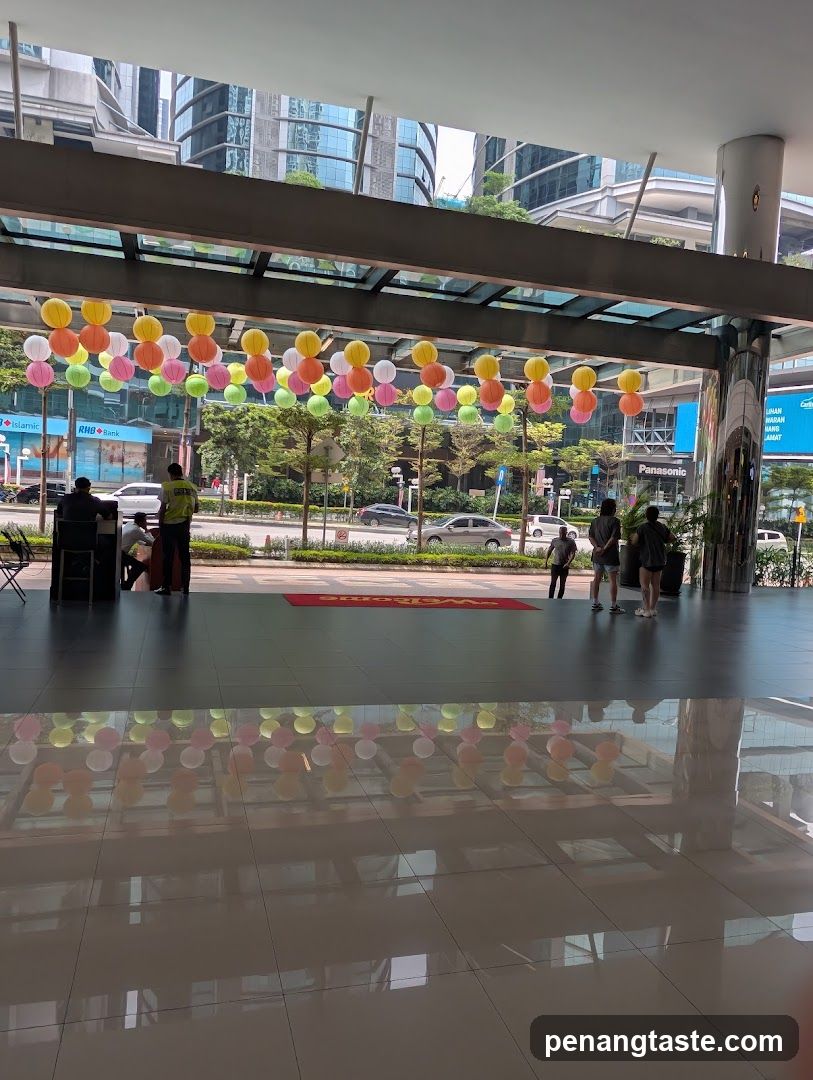 Balloons and Staff Outside Building Entrance