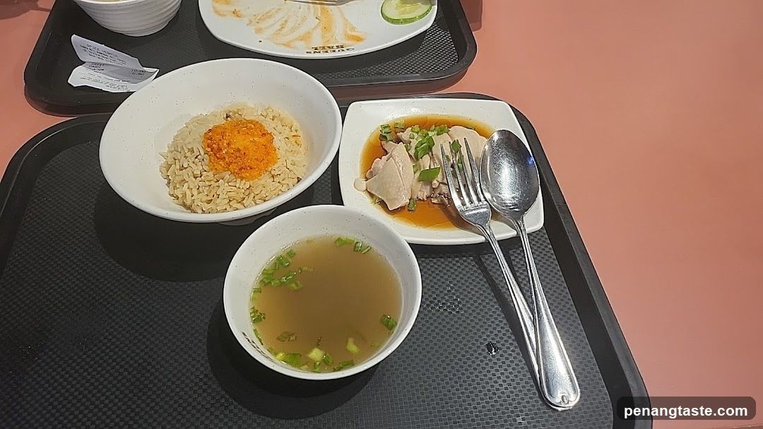 Food Tray with Rice, Soup and Chicken