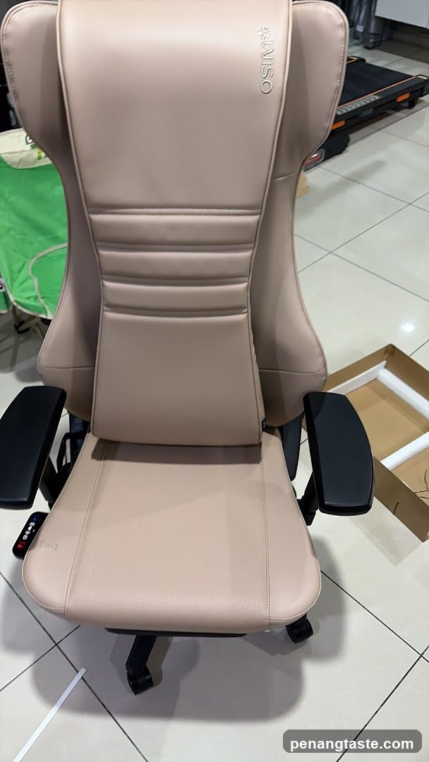 Beige Gaming Chair with Massage Features