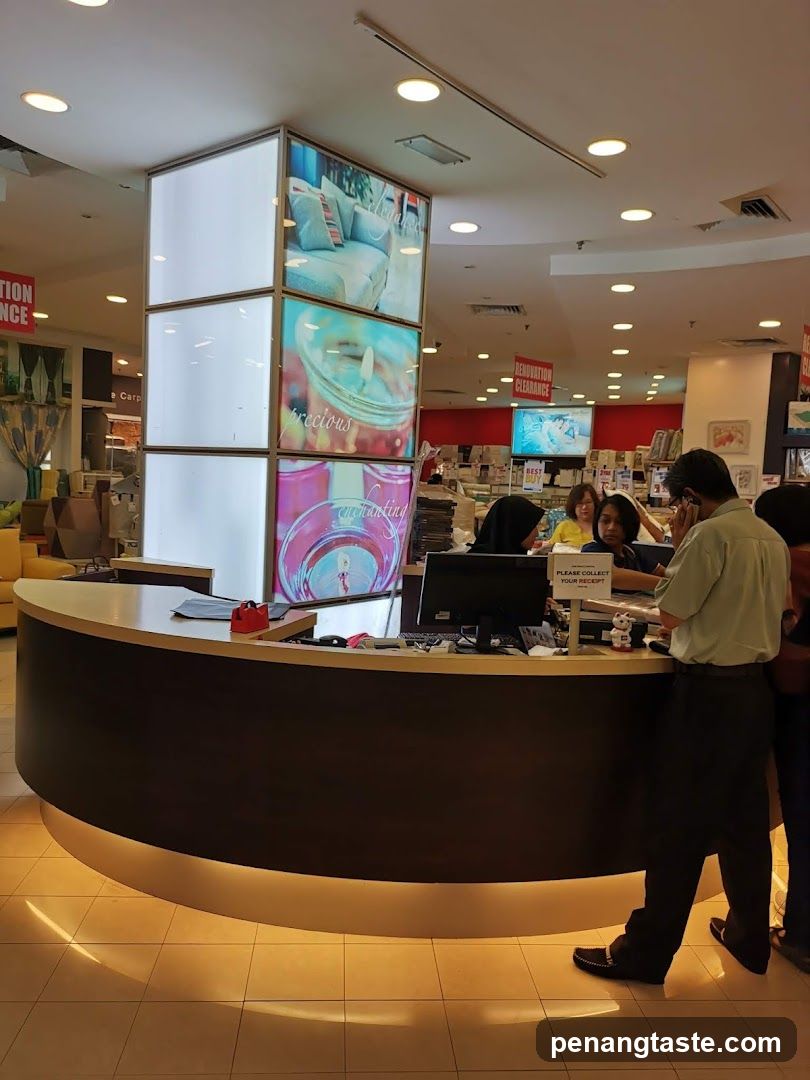 Interior of a retail store with reception desk