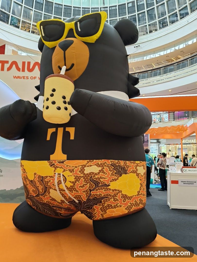 Inflatable Bear with Bubble Tea