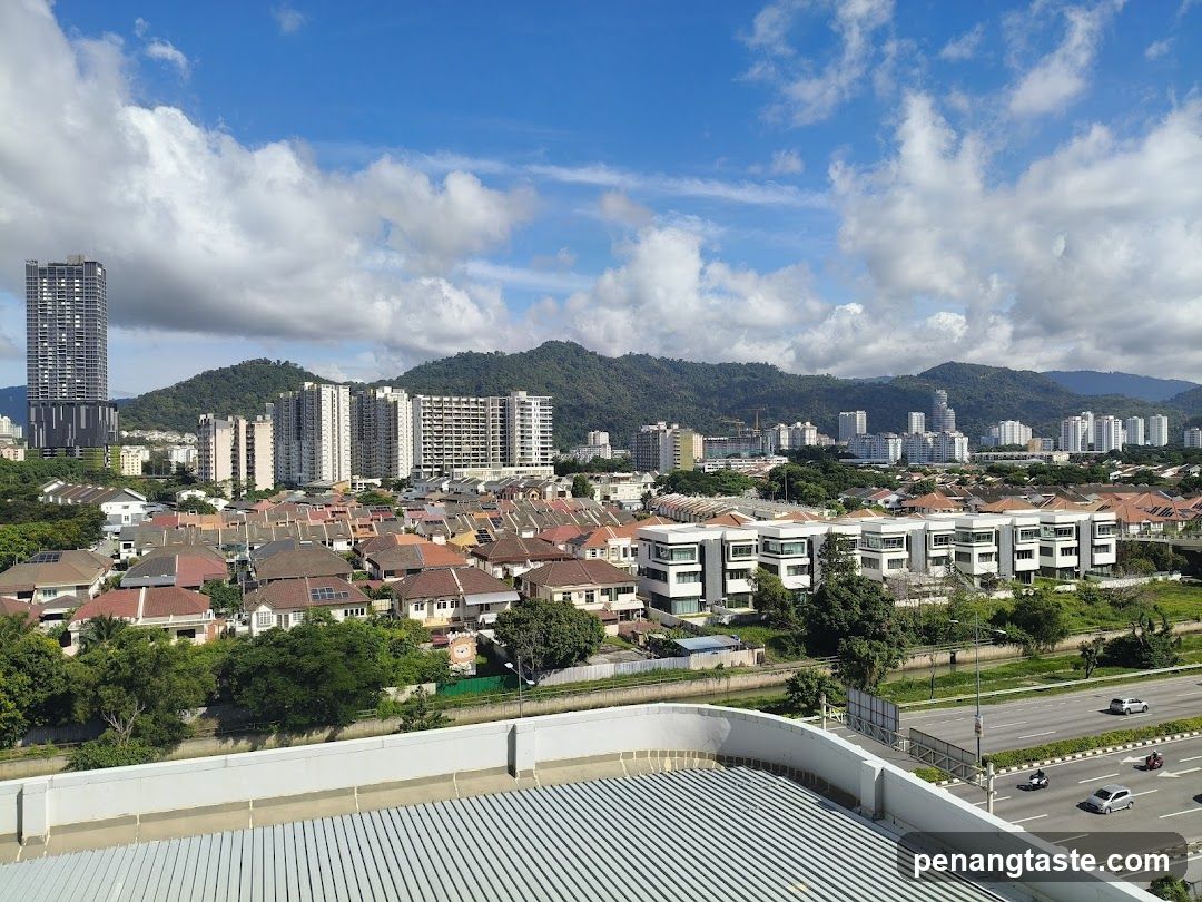 Cityscape with residential and commercial buildings