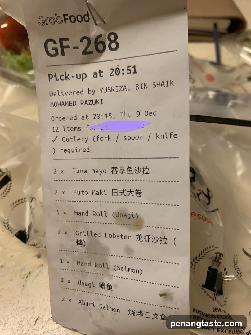 GrabFood Order Receipt