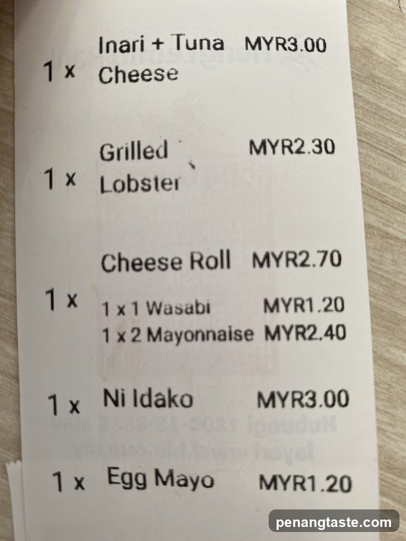Receipt with Food Items