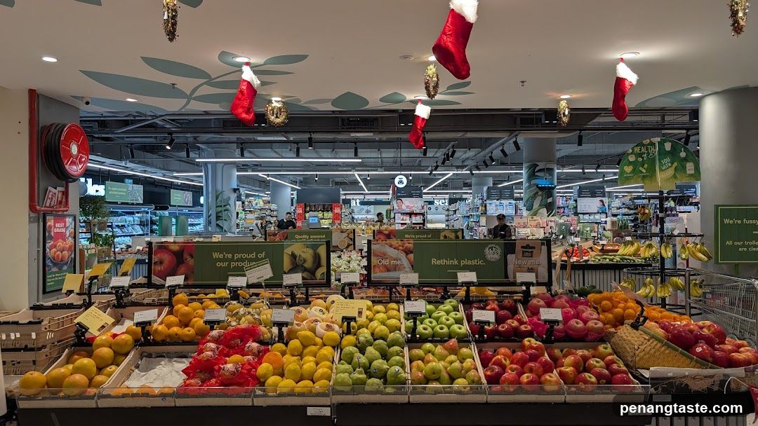 Christmas Fruit Display in Supermarket