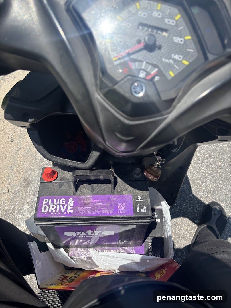 Motorcycle Battery and Dashboard
