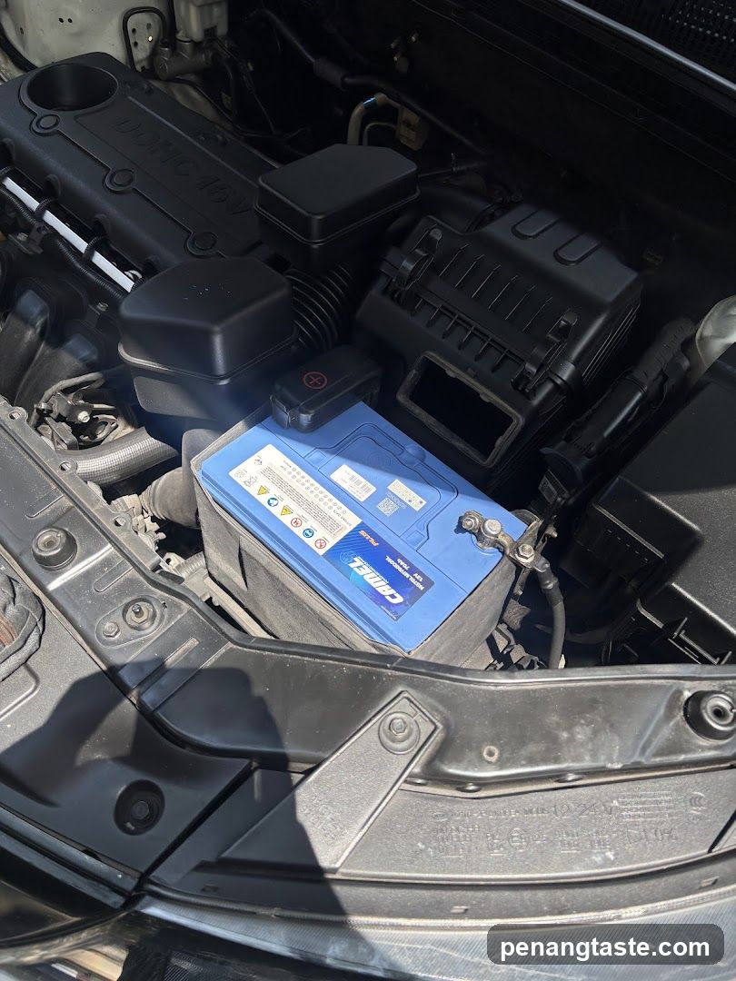 Car Engine Bay with Battery