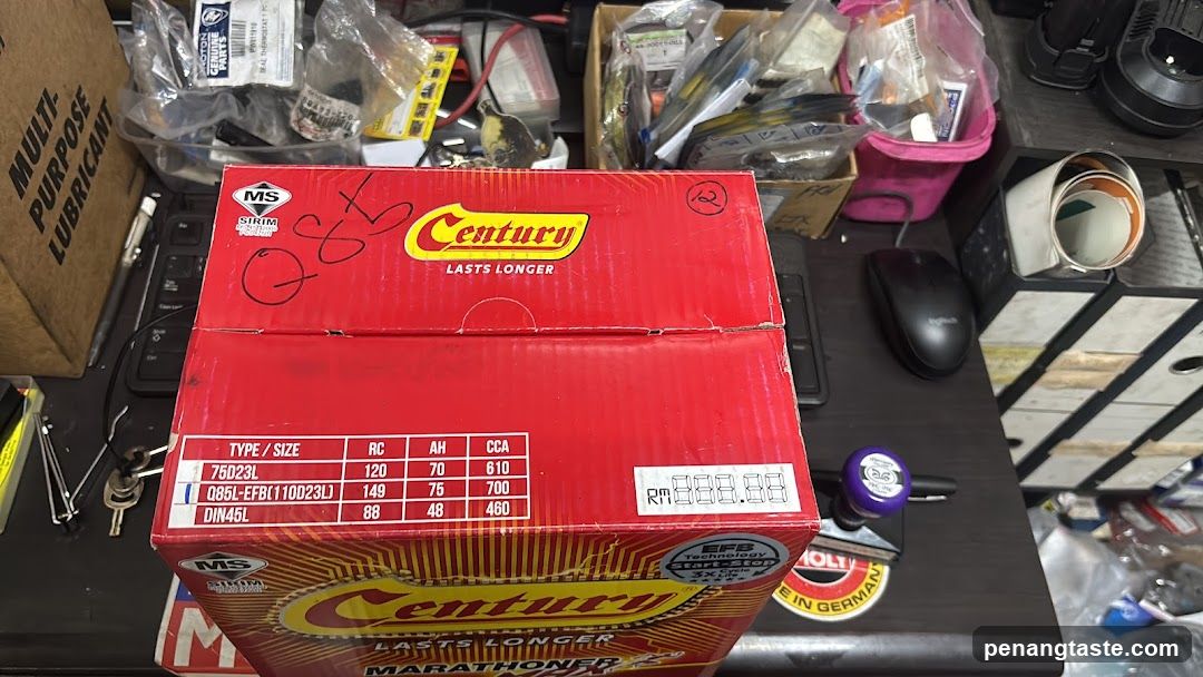 Red Century Lubricant Box on Desk