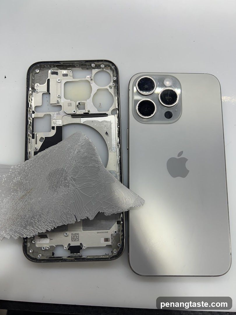 Disassembled iPhone with adhesive sheet