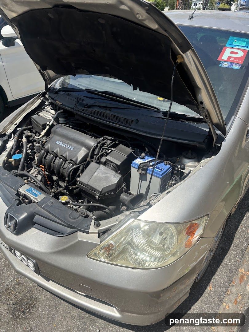 Car Engine Bay with Hood Open