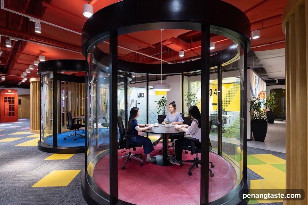 Modern Office Space with Glass Pods