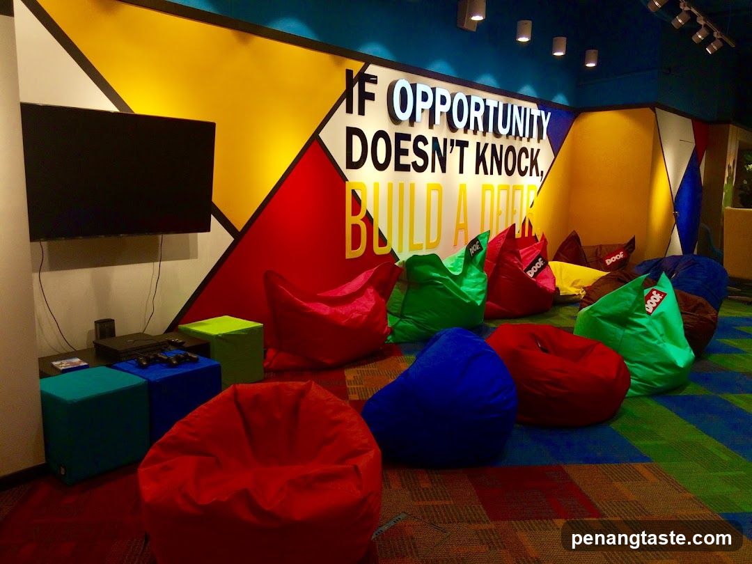 Colorful Lounge Area with Motivational Wall Art