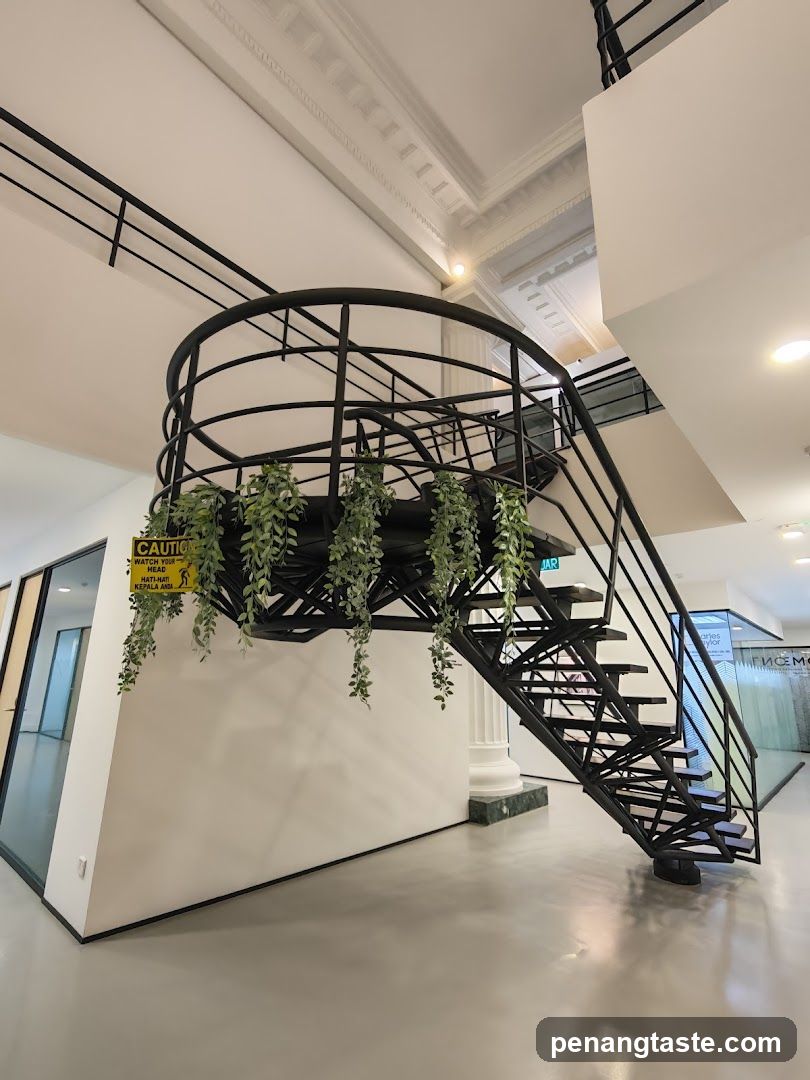Interior Staircase with Hanging Plants