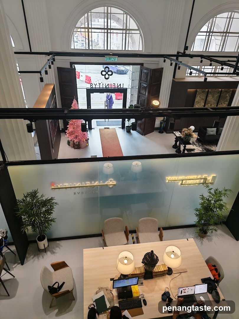 Interior Office Space with Glass Partition and Shop Entrance View