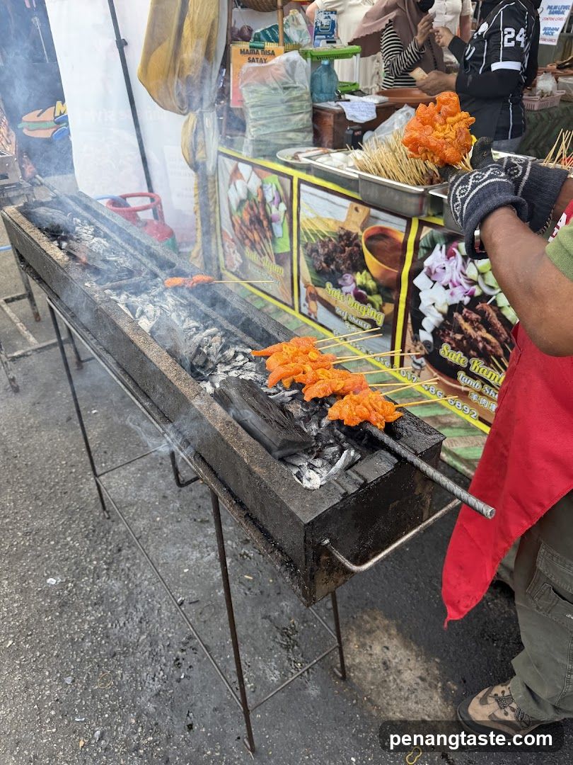 Street Food Stall Grilling Satay