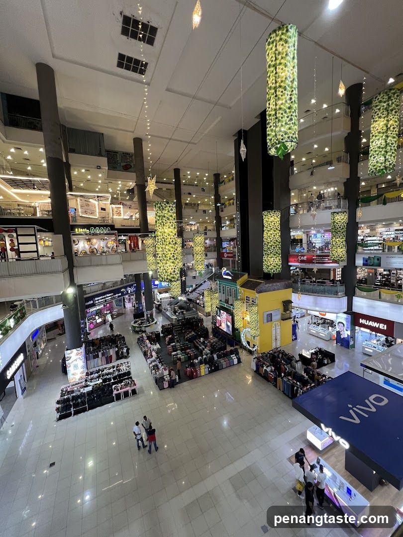 Shopping Mall Interior with Market Stalls and Brand Booths