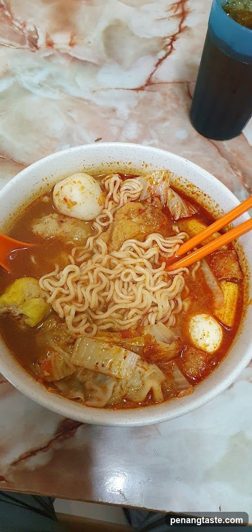 Spicy Ramen Bowl with Fish Balls and Kimchi