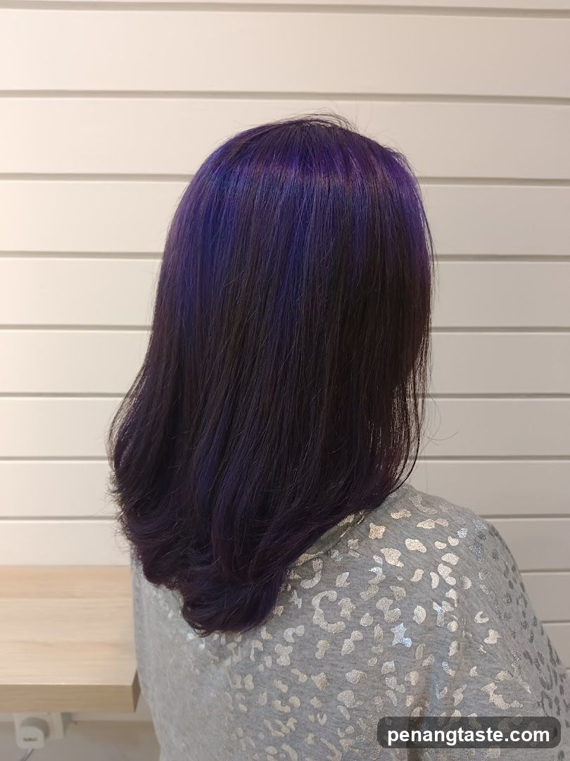 Purple Hair Styling Result