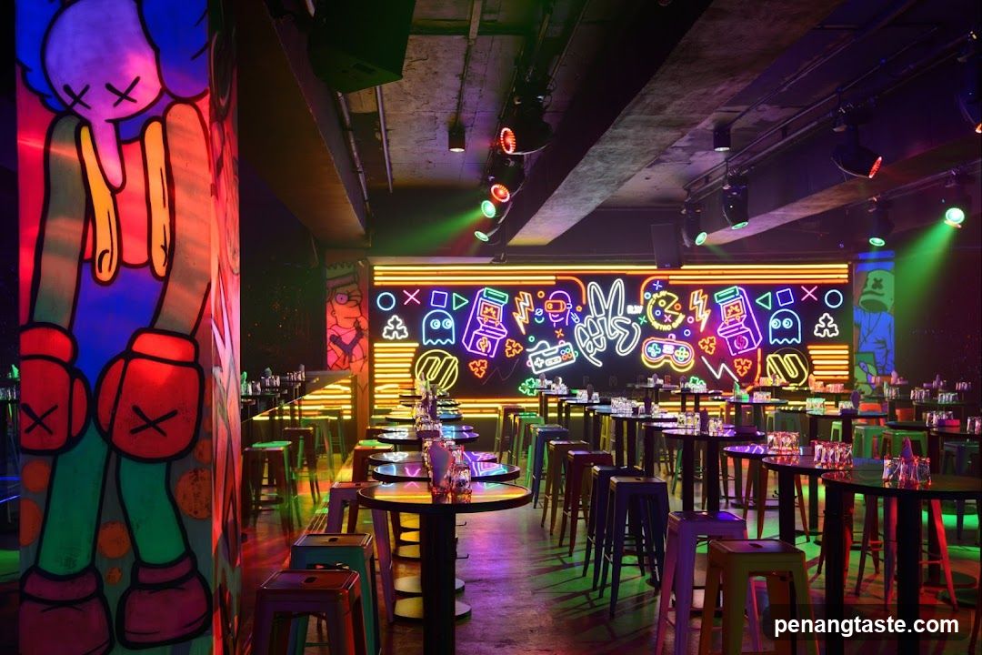 Neon Arcade Bar Interior