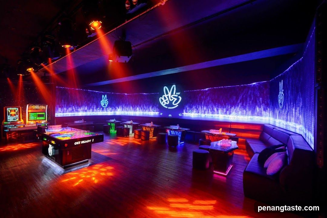 Neon Lit Lounge Interior