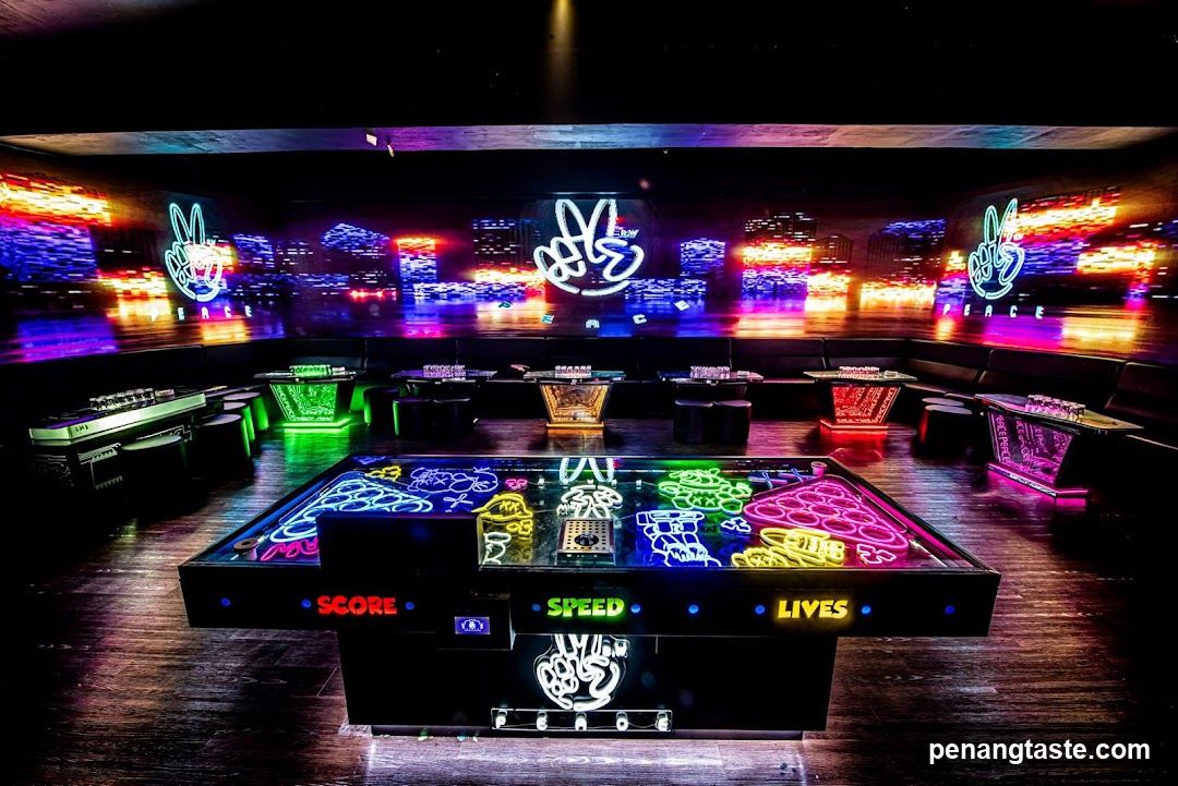 Neon Arcade Room Interior