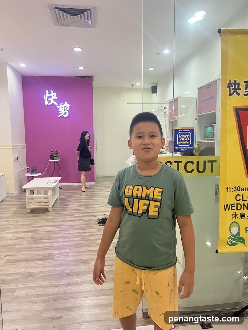 Boy in a salon interior
