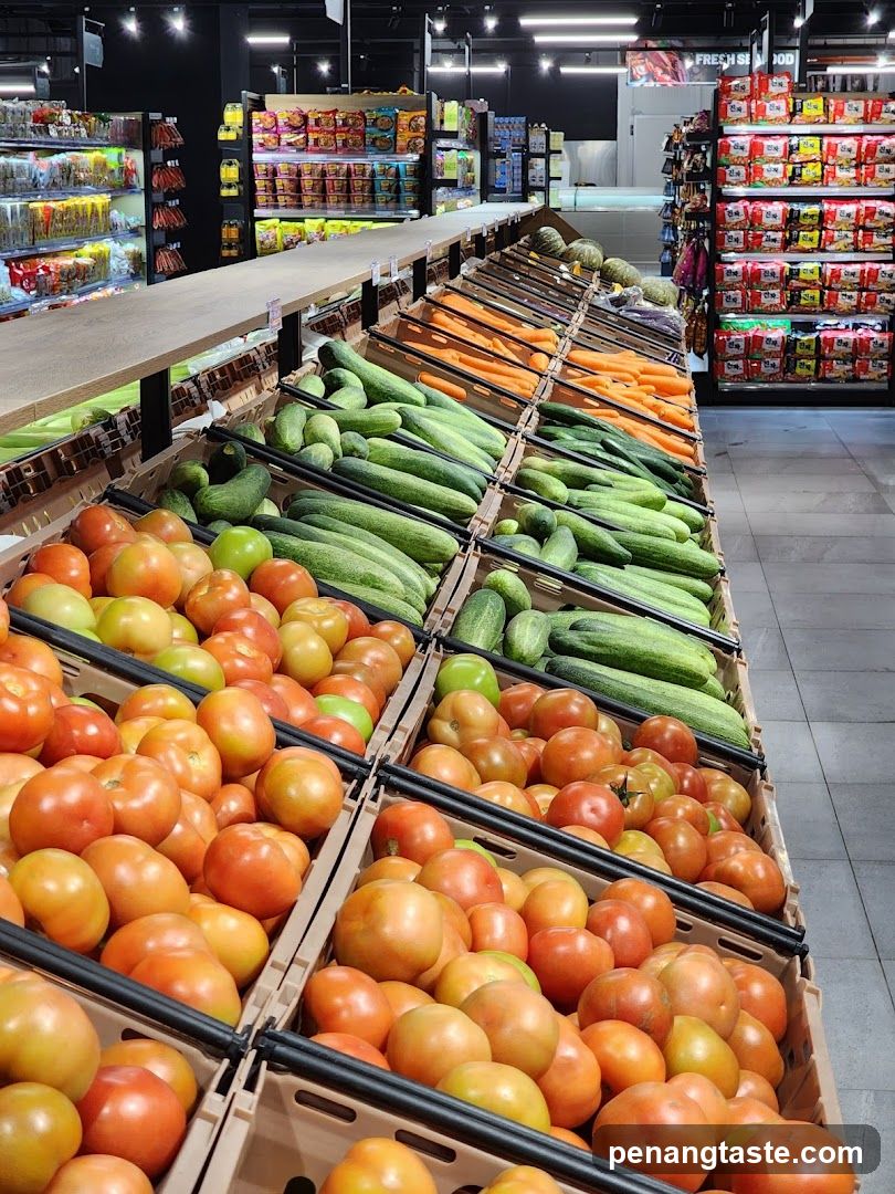 Fresh Produce Display in Grocery Store