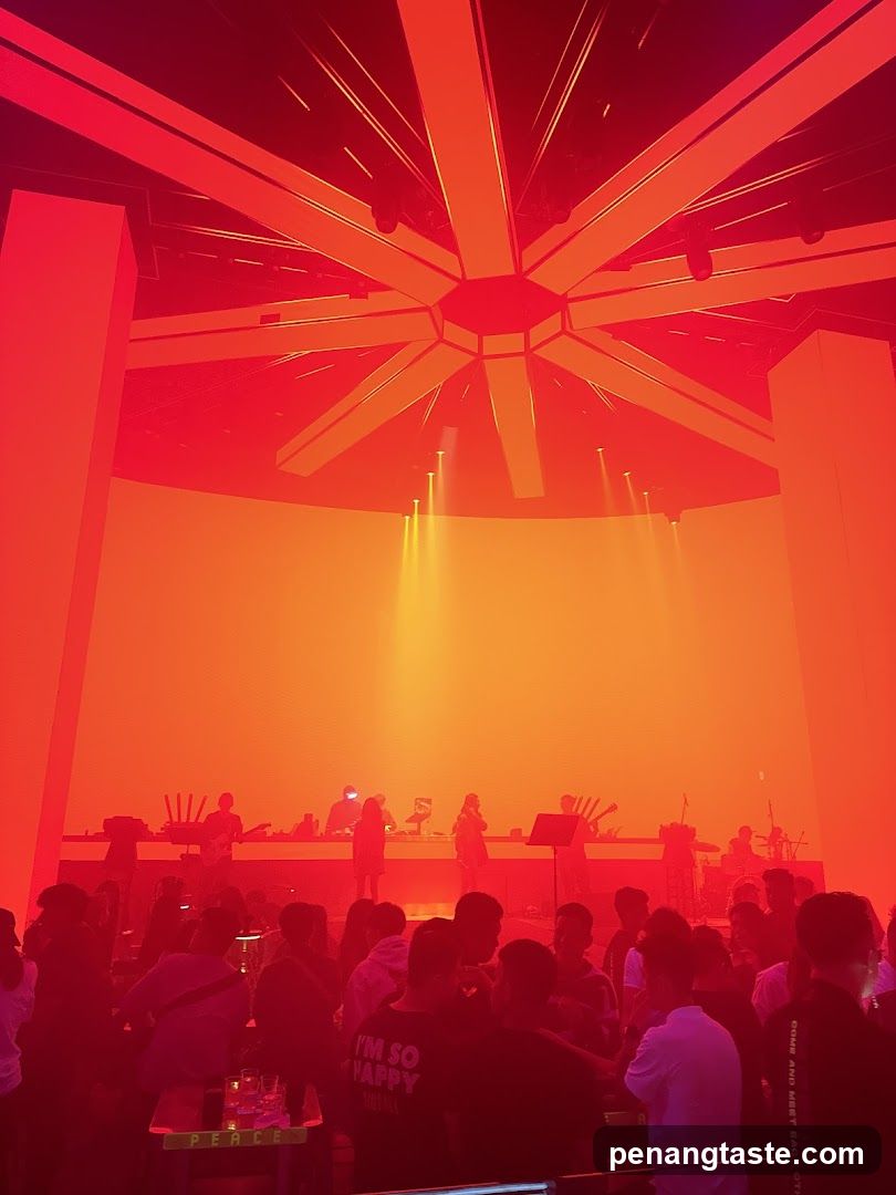 Red-lit Concert Venue Interior