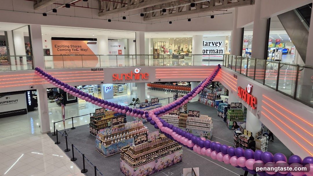 Shopping Mall Interior with Balloon Decorations