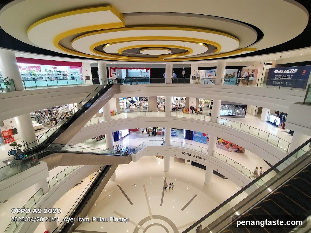 Aerial view of a multi-level shopping mall interior