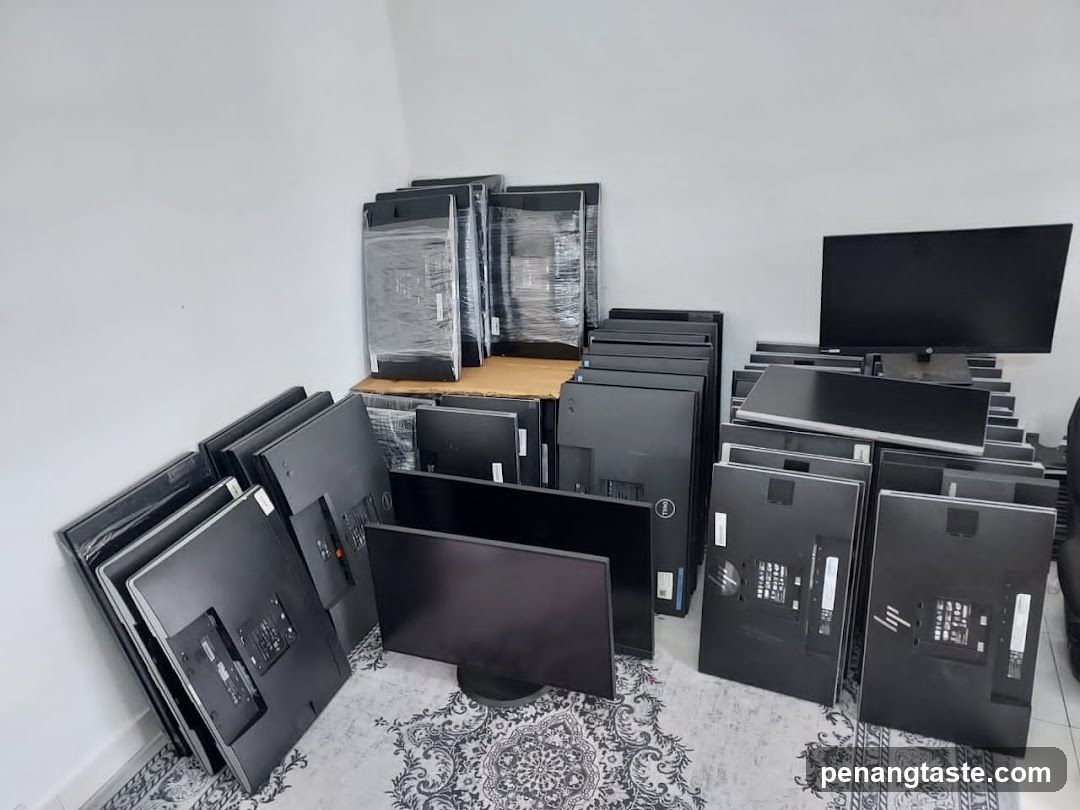 Stacked Monitors and Screens in Storage Area