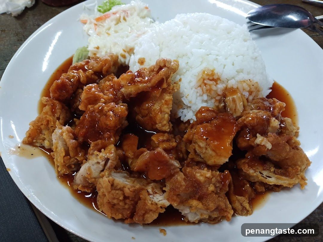Fried Chicken with Rice and Slaw