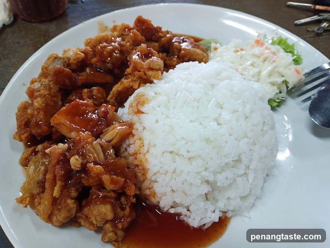 Fried Chicken with Rice and Coleslaw