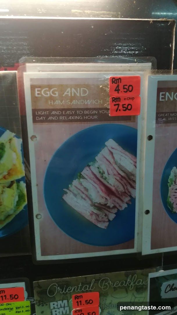 Egg and Ham Sandwich Menu Display