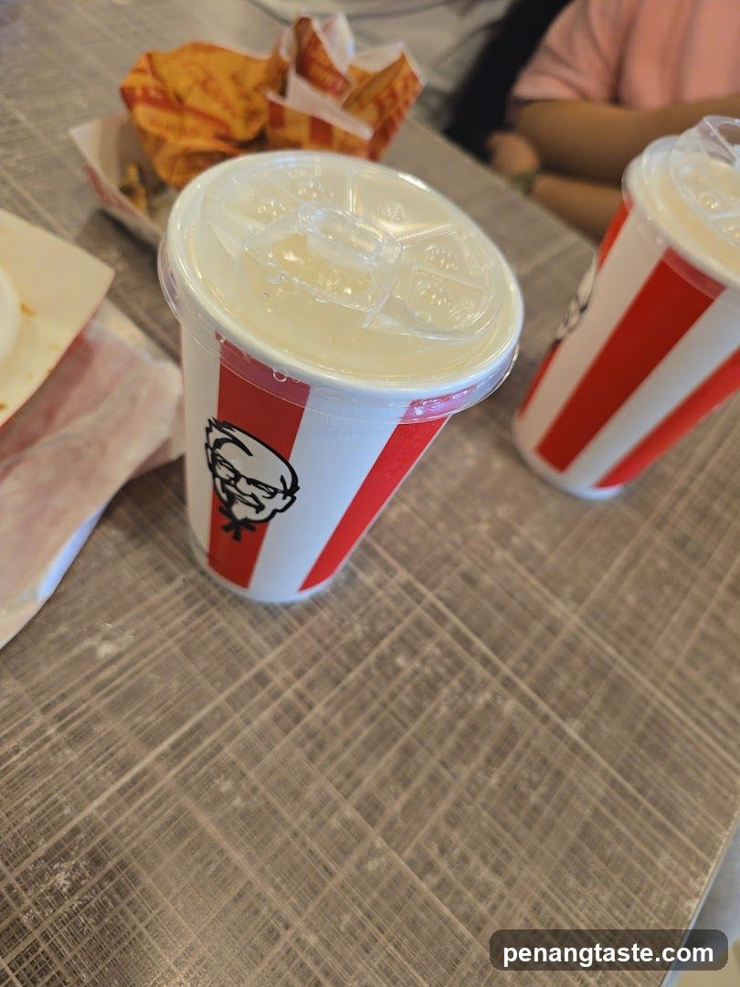 KFC Drink and Food on Table
