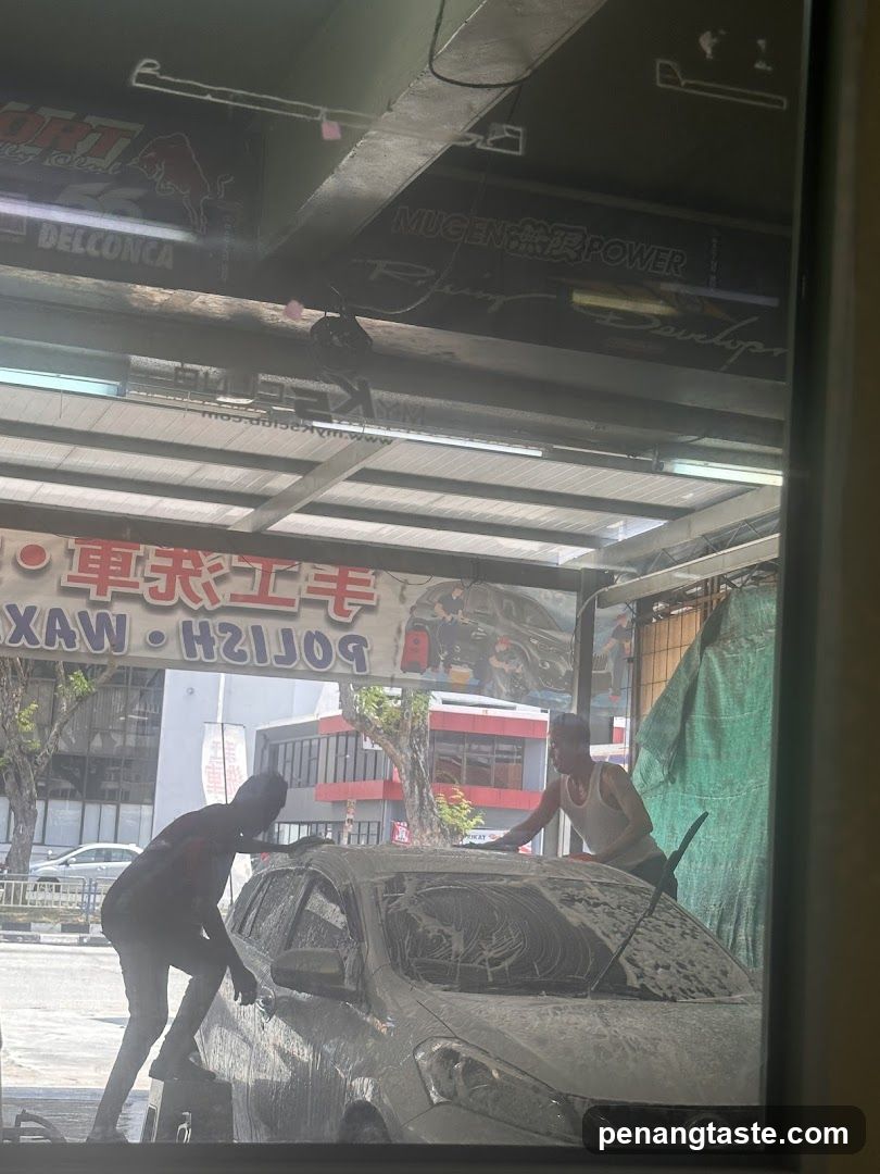 Car Wash Scene Through Window
