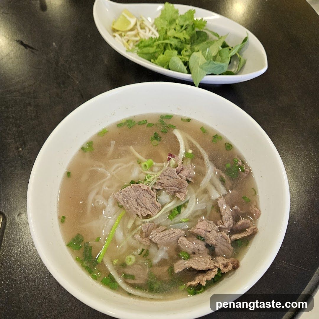 Bowl of Pho with Fresh Herbs