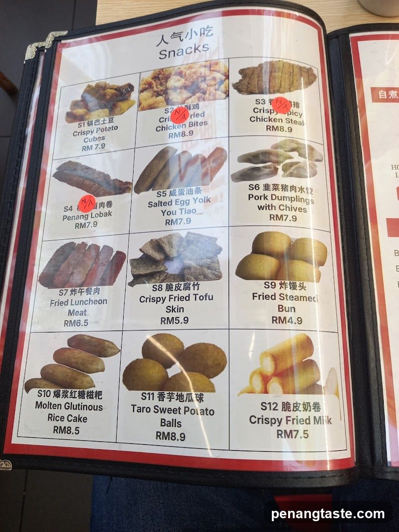 Snacks Menu