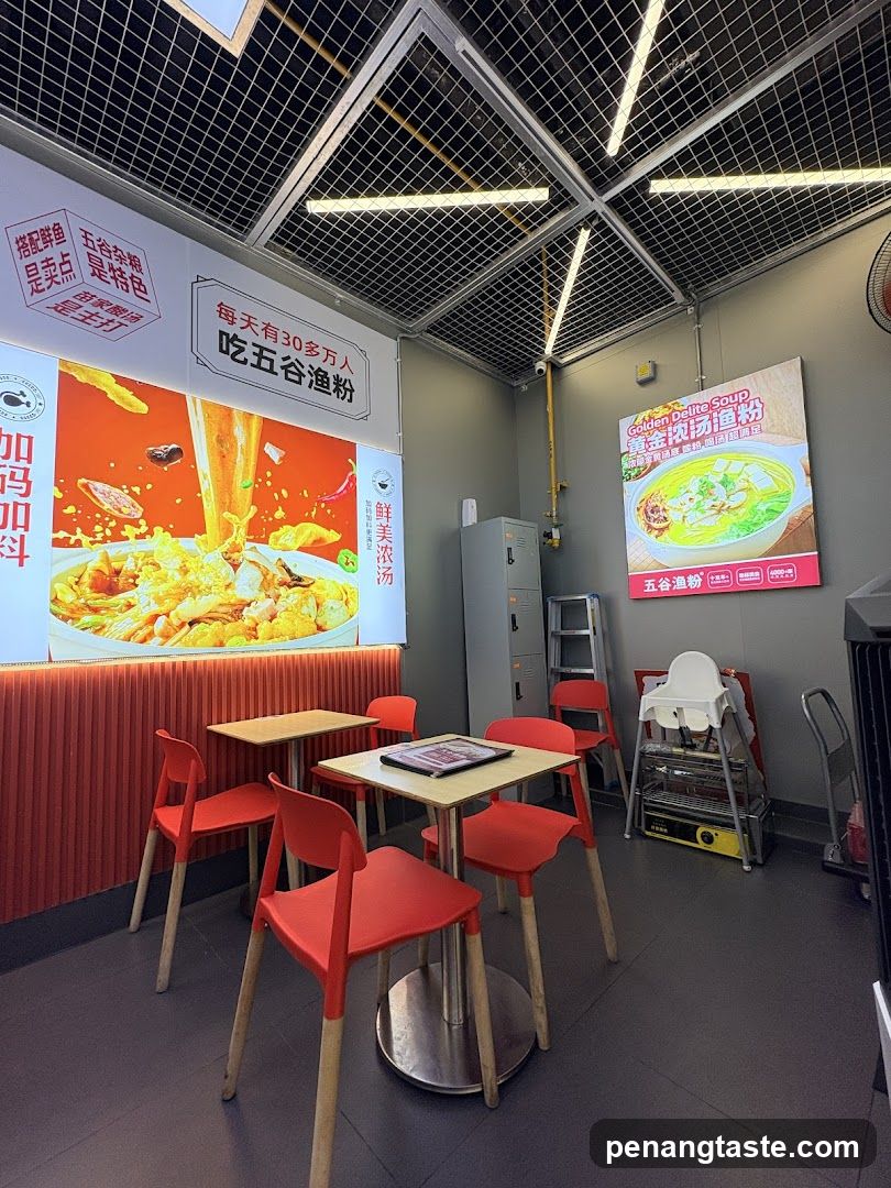 Restaurant Interior with Food Advertising
