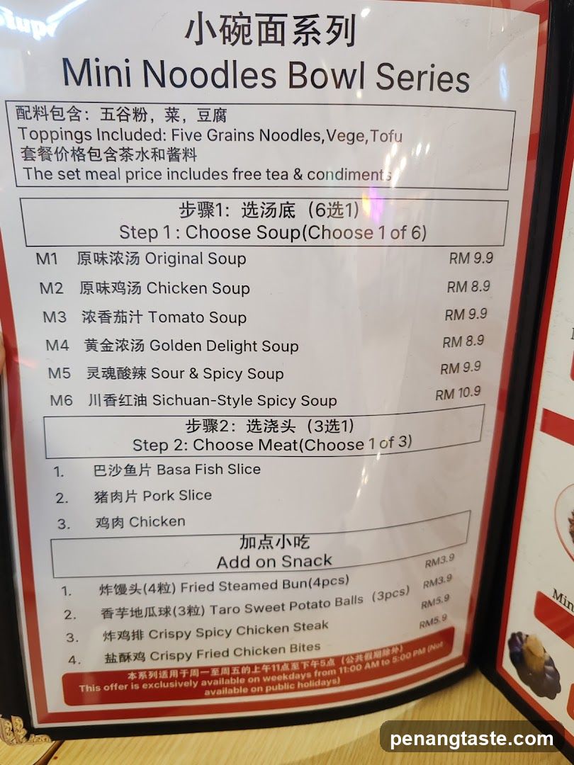 Mini Noodles Bowl Series Menu