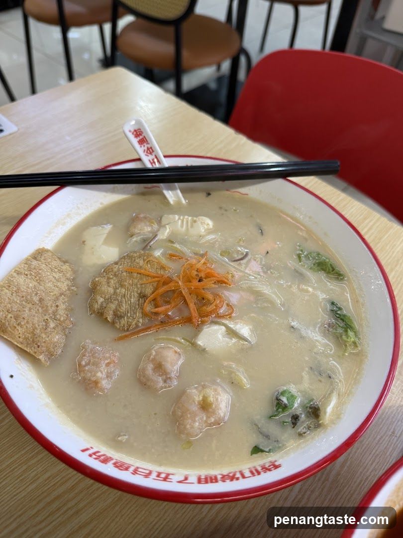 Bowl of creamy soup with toppings