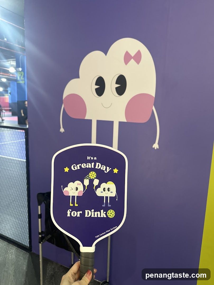 Cloud-themed sign with paddle