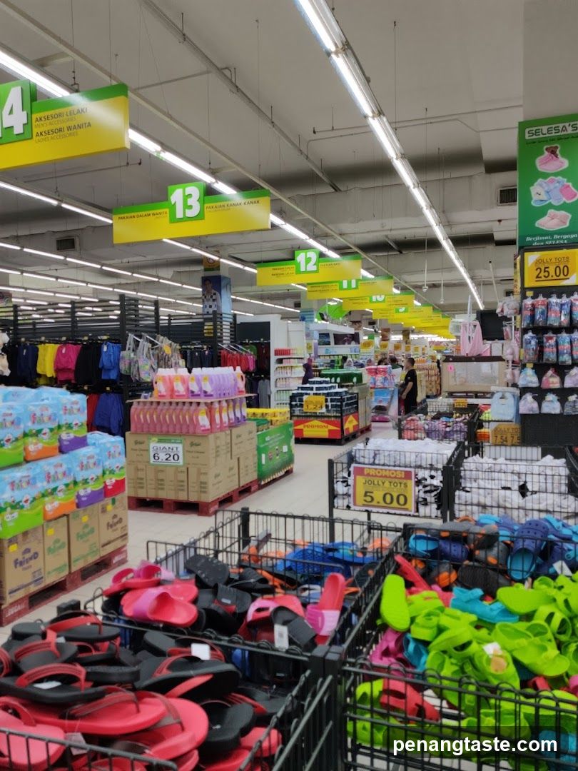 Supermarket Interior with Shoe and Clothing Sections