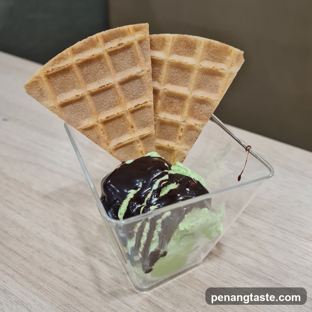Mint Chocolate Ice Cream with Waffle Cracker