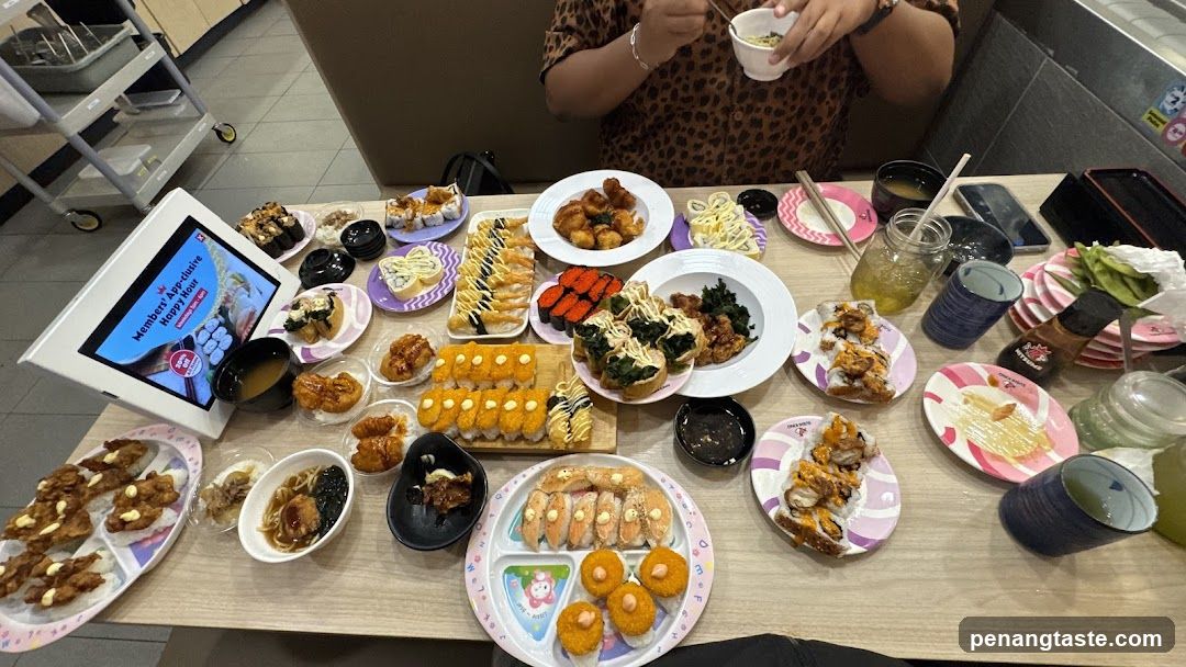 Sushi and Food Spread at a Restaurant