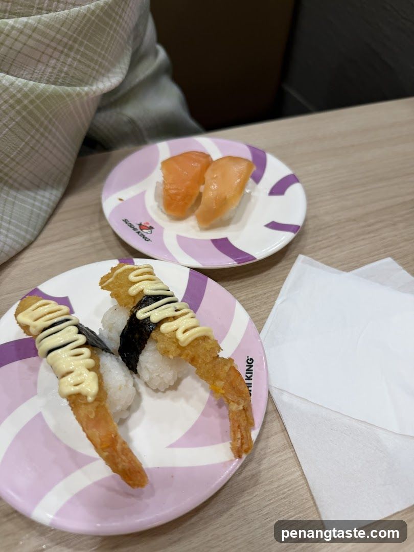 Sushi and Tempura Sushi on Plates