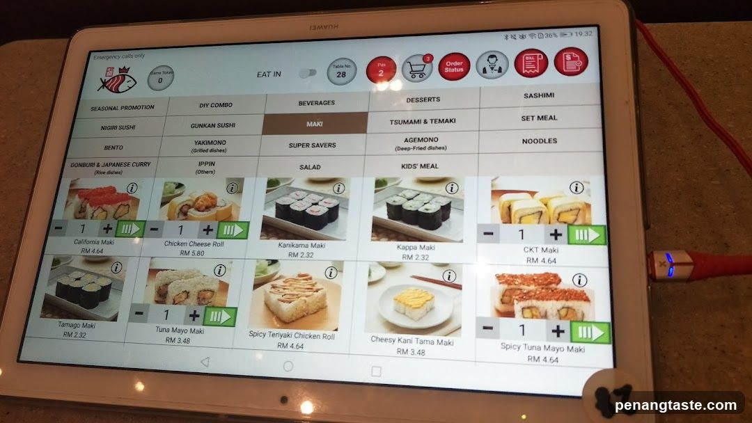 Sushi Menu Tablet Display
