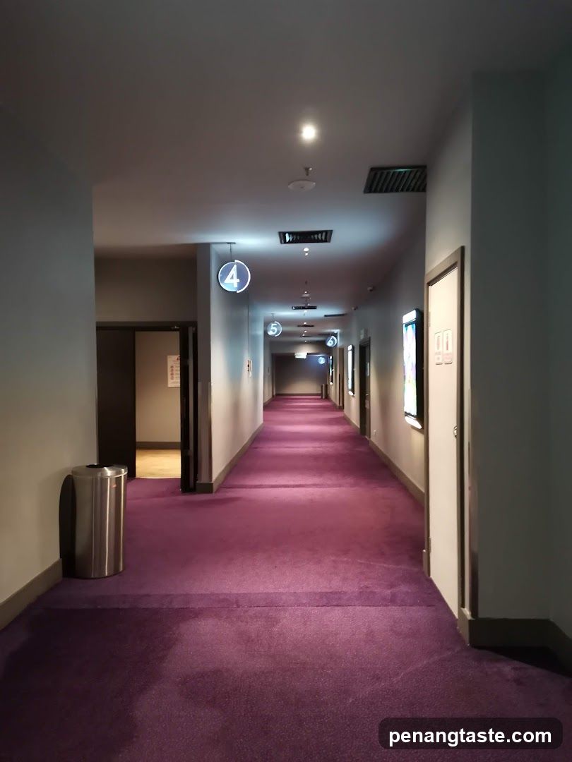 Purple Carpeted Hotel Corridor